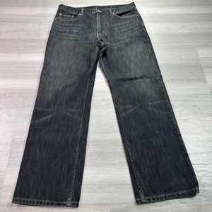 VINTAGE Structure Jeans Mens 34x32 Gray Straight Leg Dark Wash Denim Relaxed